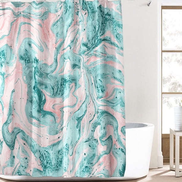 Cortina de ducha de tela impermeable, cortina de ducha de lujo con 12 ganchos, 71 x 71 pulgadas, cortinas de ducha lavables de pie, tela de poliéster para decoración del hogar del baño, arena movediza verde polvo ER