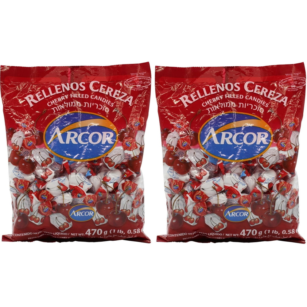 Arcor Kosher Fruit Flavored Cherry Hard Candy with Chewy Centers (Pack