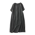 thumbnail image 2 of Robe d'Été pour Femmes 2024 Mode Grande Taille Solide Décontractée Col Rond Manches Courtes Vacances Poches Robe 50 % de Réduction Liquidation!, 2 of 3