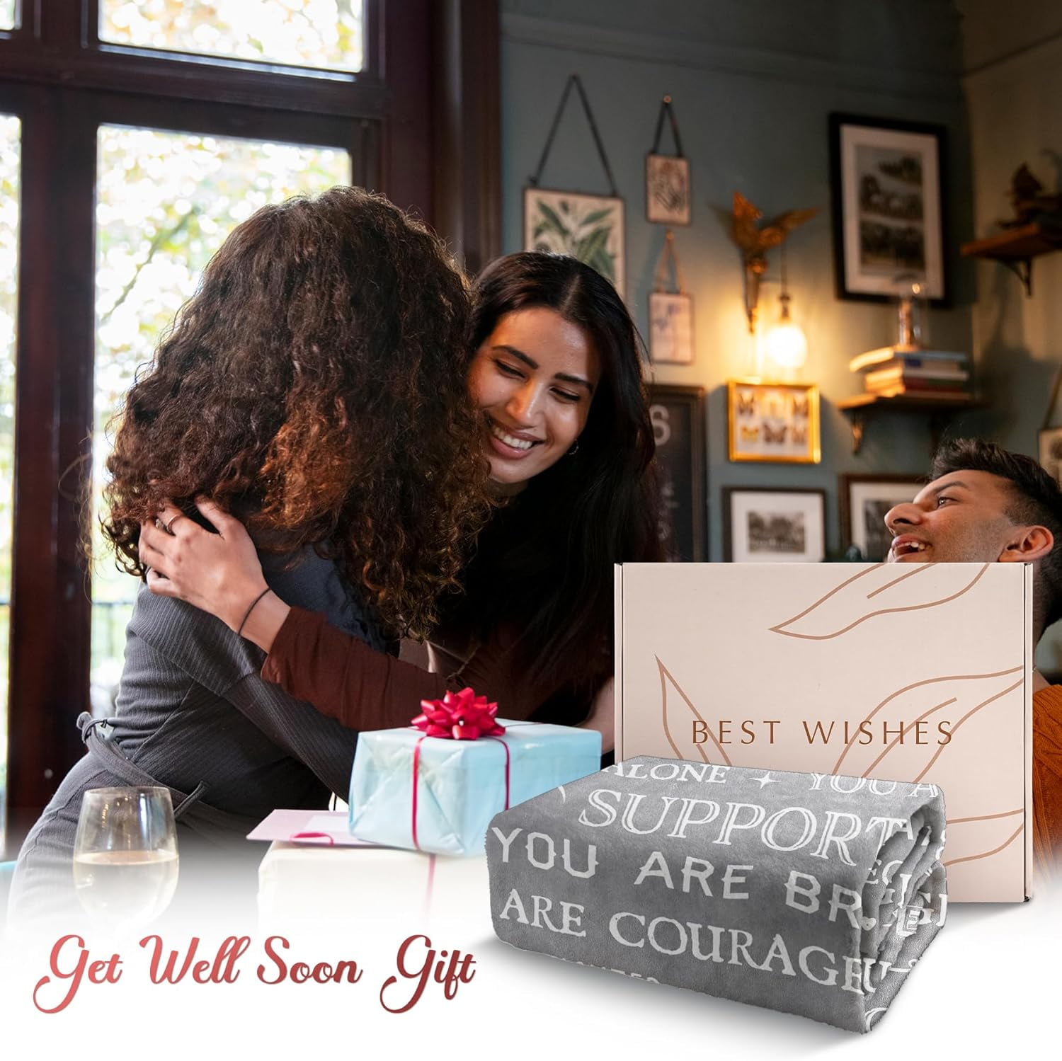 Blanket Gifts for Women or Men - Get Well Blanket, Inspirational Gifts for Her Him, Feel Better After Surgery Gifts, Thinking of You Gifts for Mom Friend Sister Coworker