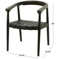 thumbnail image 3 of DecMode Teak Wood Handmade Woven Dining Chair with Armrests, Dark Brown, 3 of 7
