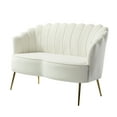thumbnail image 3 of Tina's Home Velvet Upholstered Loveseat Sofa with Gold Metal Legs, Elegant Ivory 2-Seater Accent Couch with Floral Back for Living Room, Bedroom, or Home Office, 3 of 9