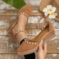thumbnail image 2 of TAGOLD Women's Sandals,Women's Fashionable Casual Versatile Plus Size Beach Slippers Solid Color Pointed Toe Closed Toe Buckle Wedge Heel Slippers, 2 of 5