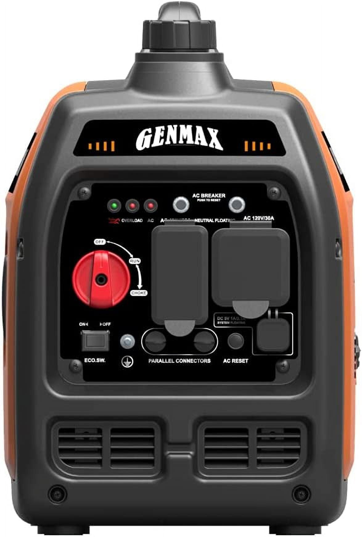 GENMAX Portable Inverter Generator,3200W ultra-quiet gas engine & RV Ready, EPA Compliant, Eco-Mode Feature, Ultra Lightweight for Backup Home Use & Camping (GM-3200i)
