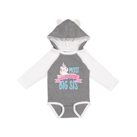 

Inktastic Most Magical Big Sis- cute unicorn Gift Baby Girl Long Sleeve Bodysuit
