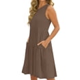 thumbnail image 4 of UVN Summer Tank Dresses for Women Crew Neck Flowy Midi Ladies Beach Dresses Casual Sleeveless Sundresses with Pockets, 4 of 9