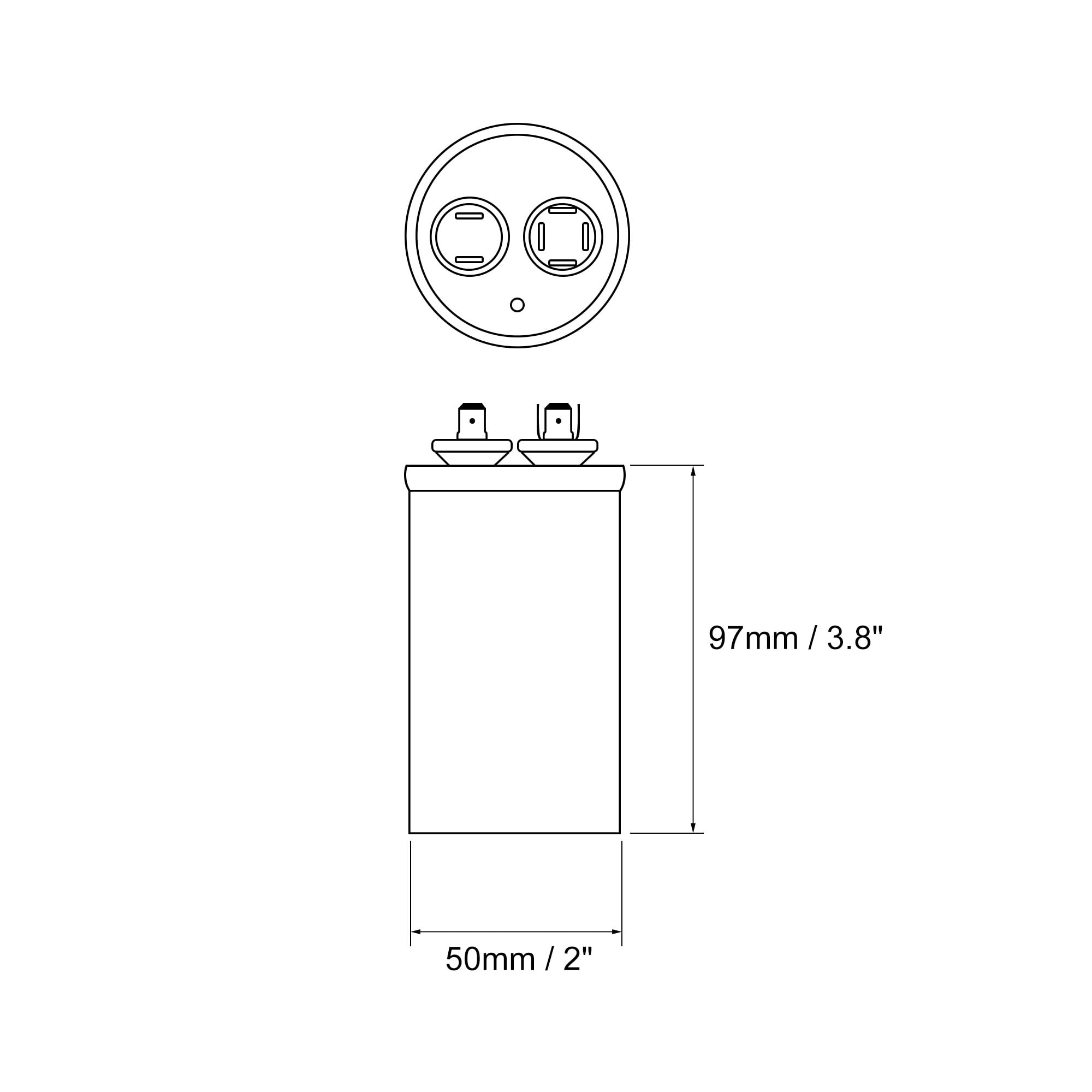 Uxcell 25uF 450V AC Aluminum Case with Terminal Round CBB65 Run Capacitor 2 Pack