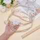 thumbnail image 3 of Cuerda de lazo para boda de 1,75 yardas, con acento de clavel de oro blanco, cordón de boda con gasa y flor de perla de plástico, cordón de macramé de poliéster, ramilletes de muñeca, 3 of 5