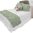 thumbnail image 2 of Luxurious 800 Thread Count 100% Egyptian Cotton Ruffle Bed Runner 1 Piece Egyptian Cotton Soft Fade-Resistant Easy Care Decorative Bed Scarf Solid Light Sage, 2 of 3