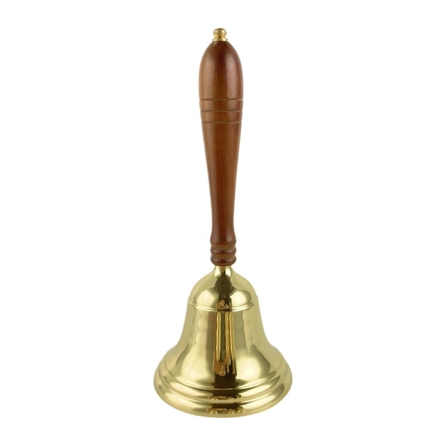 Campana de mano de latón, campana decorativa, mango de madera, campana para cena, campana para almuerzo, decoración 112 cm x 26 cm