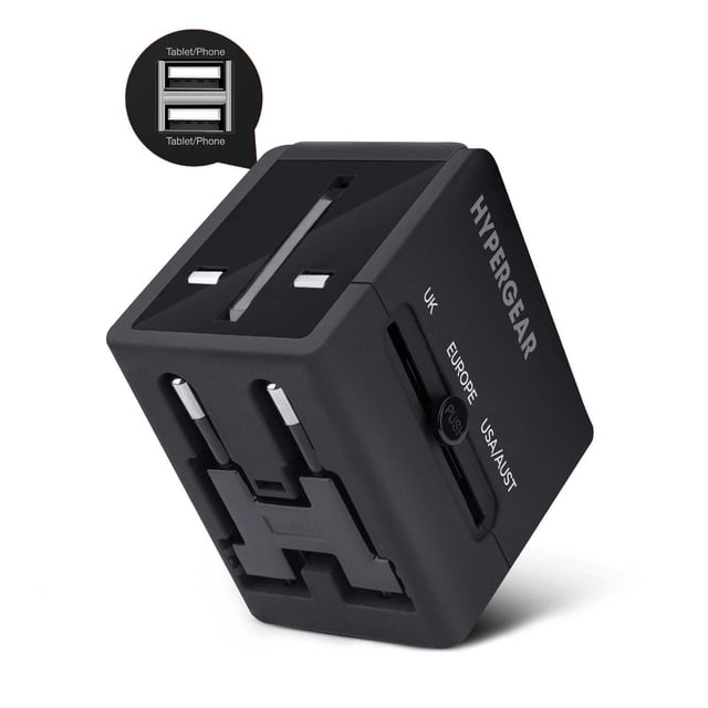 Adaptador de Viaje HYPERGEAR Clavija Universal con doble puerto USB
