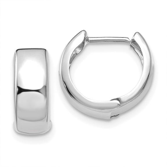 FB Jewels 14k White Gold Polished Hinged Hoop Earrings