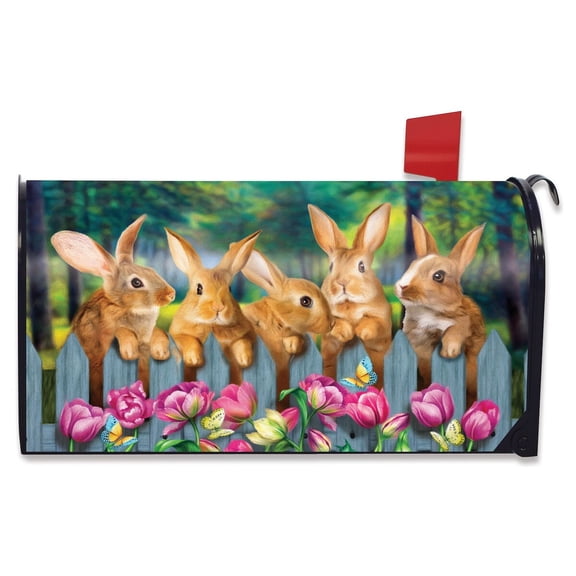 Briarwood Lane Easter Mailbox Cover  - Standard Size - Garden Bunnies Spring For Easter Mailbox Cover