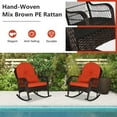 thumbnail image 5 of Costway 2PCS Patio Wicker Rocking Chair W/Seat Back Cushions & Lumbar Pillow Balcony Orange, 5 of 8