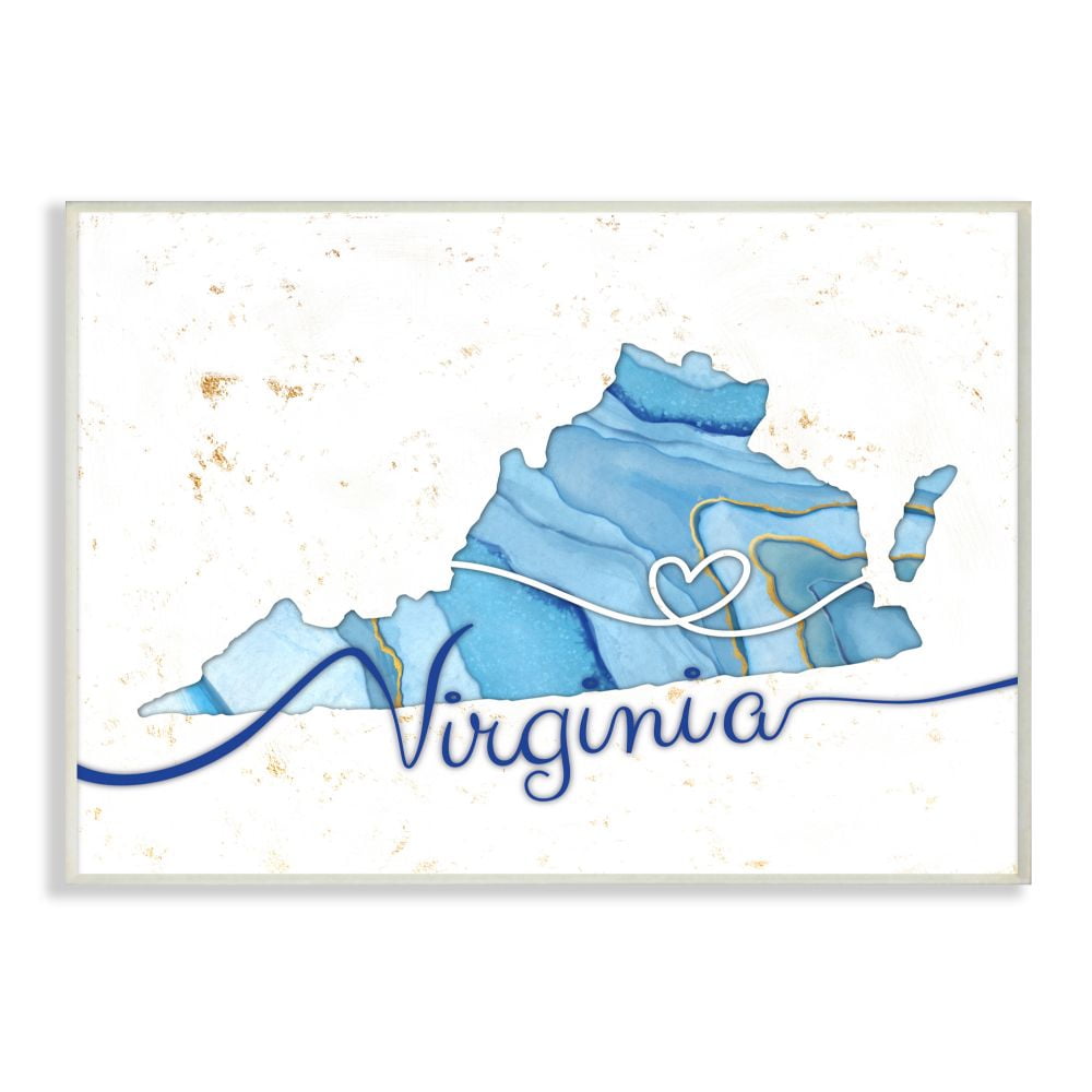 Stupell Industries Virginia Agate Blue US State Design Wall Plaque by Ziwei Li