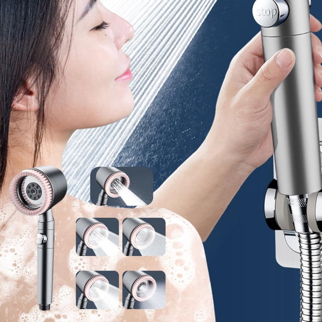 Feltree Shower - High-Pressure Handheld Showerhead with Carbon Filter - Hard Water Softener Filtered Shower - High Pressure 5 Spray Modes Handheld Massagable Shower For