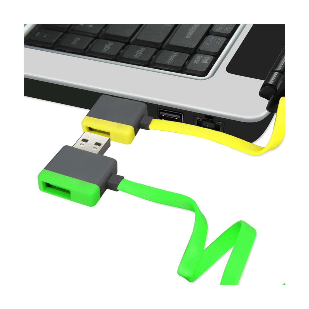 Reiko Tangle-Free Flat 9" 90 degree plug Micro USB Data Cable - Yellow