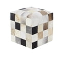 thumbnail image 6 of DecMode Leather Handmade Cowhide Stool with Patchwork Pattern, Multi Colored, 6 of 9