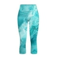 thumbnail image 4 of SCRAWLGOD Marble Print Light Blue High Waisted Capri Yoga Pants for Women with Pockets Tummy Control Workout Leggings Lightweight Casual Yoga Capris for Running Cycling, XS, 4 of 7