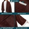 thumbnail image 4 of Fleece Blanket with Sleeves for Women Men Adults, Wearable Blanket Warm Soft Plush, Snuggle Pocket Sleeved TV Throw Wrap, Cozy White Elephant Gifts Ideas for Mom Wife, Brown, 4 of 9