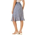 thumbnail image 3 of MODA NOVA Juniors Floral Ruffled Hem Elastic High Waist Split Midi Skirt, 3 of 6