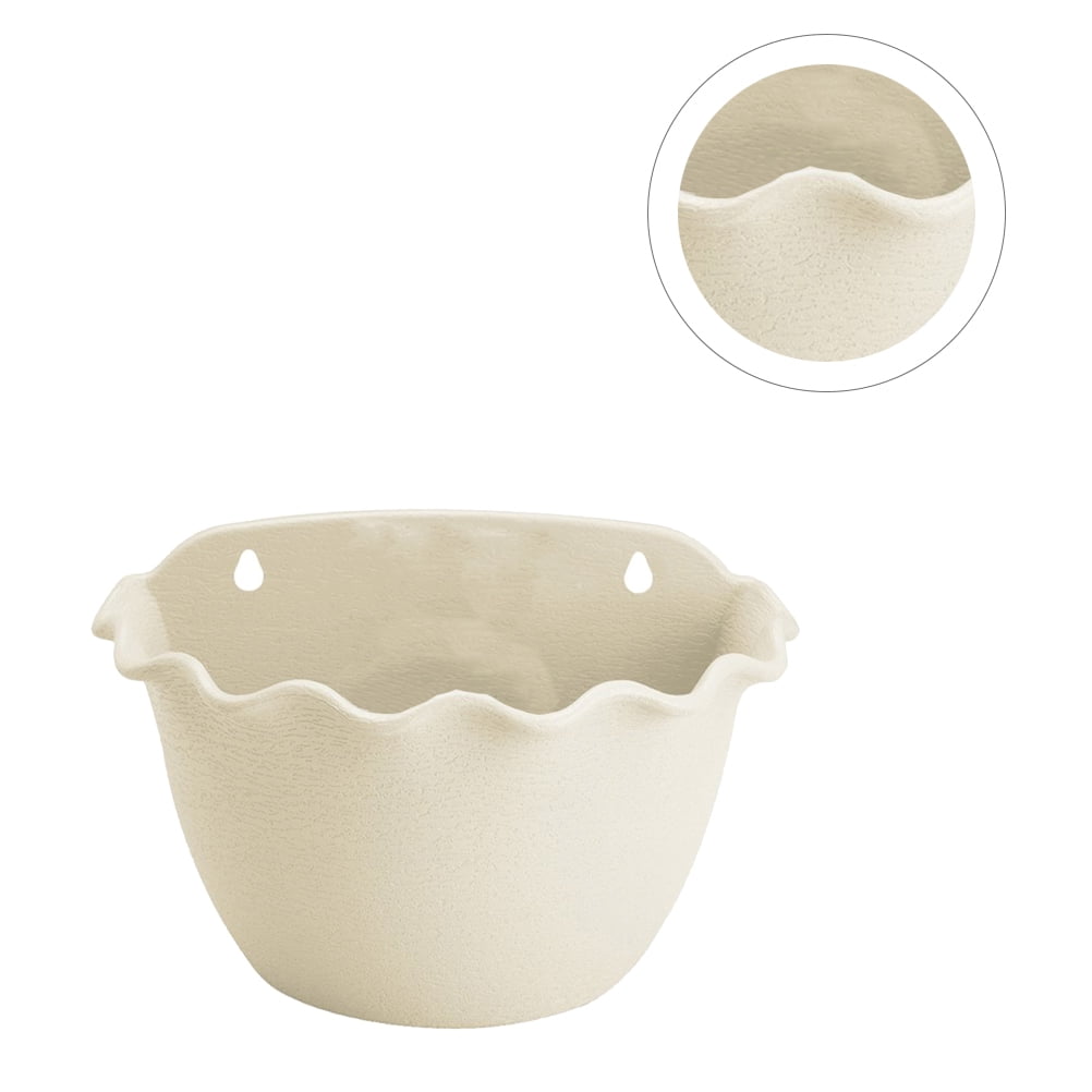 Raindrops 3-Piece Wall Hanging Planter Set, Semicircle Flowerpot for Indoor Outdoor Garden, Beige Small Decorative Plant Containers