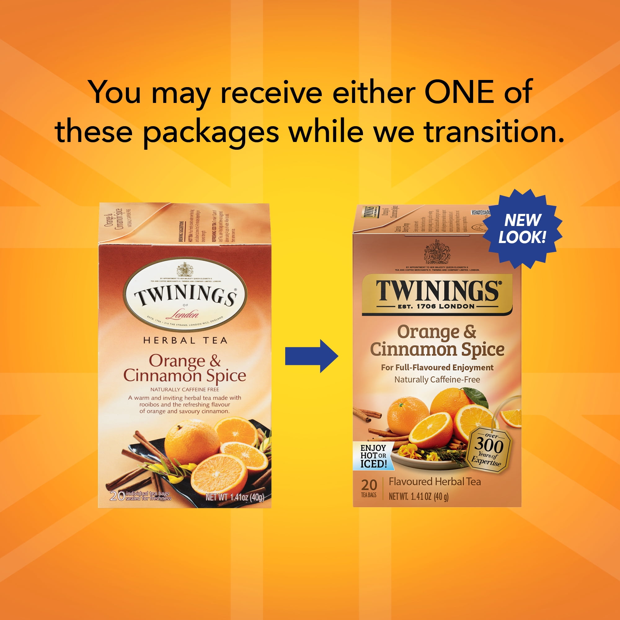 (3 pack) Twinings Orange, Cinnamon & Spice Herbal Tea Bags, Caffeine Free, 20 Count Box