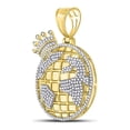 thumbnail image 2 of FB Jewels 10kt Yellow Gold Mens Round Diamond Globe Crown King Charm Pendant 3/4 Cttw, 2 of 2
