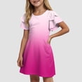 thumbnail image 2 of Gubotare Toddler Dresses for Girls Girl Summer Short Sleeve Dress Rainbow Cartoon for Girls Size 13-14T (Hot Pink,13-14 Years), 2 of 9