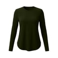 thumbnail image 7 of Chbgutlmr Womens Tops Long Sleeve Crew Neck Curved Hem T-Shirts Casual Loose Fall Comfy Basic Solid Color Tops, 7 of 7