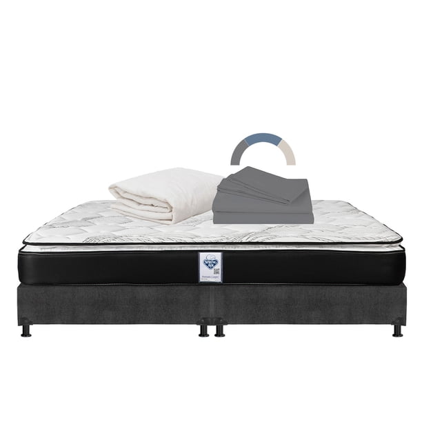 Colchon King Size Premier+Box Base Cama+Protector Ultra+Sabanas Basic