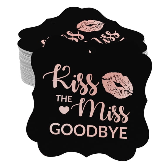 Inkdotpot Pack Of 50 Real Rose Gold Foil Bracket Shape Paper Tags Kiss The Miss Goodbye Bridal Shower Favor Hang Tags
