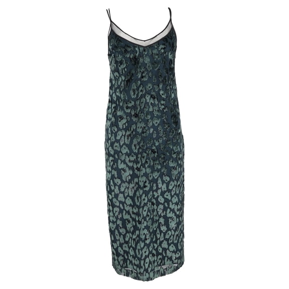 Pre-Owned Hugo Boss Dudania Devoré Slip Dress in Green Velvet