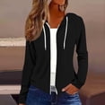 thumbnail image 2 of Ozmmyan Womens Lightweight Zip Up Hoodie Long Sleeve Drawstring Hooded Jacket Casual Solid Color Thin Coat, 2 of 6