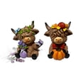 thumbnail image 5 of Thanksgiving Highland Cow Figurine with Pumpkin & Autumn Leaf Crown, Rustic Farmhouse Fall Tabletop Decor, Cute Highland Cow Harvest Centerpiece for Kitchen Shelf Mantel Holiday Home Decoration, 5 of 9