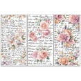 thumbnail image 1 of Paquete de 3 calcomanías de flores de acuarela para transferir - Rosas rosas de 15 x 30 cm - Adhesivos para muebles de madera y decoración del hogar, 1 of 9