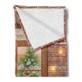thumbnail image 2 of Christmas Soft Flannel Fleece Blanket, View Through a Window on the Interior of a Christmas Living Room and a Fireplace, Cozy Plush for Indoor and Outdoor Use, 70" x 90", Multicolor, by Ambesonne, 2 of 5