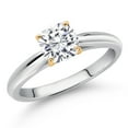 thumbnail image 2 of Gem Stone King 10K White and Yellow Gold Engagement Ring Solitaire Cushion Moissanite (0.63 Cttw) (Size 8), 2 of 4