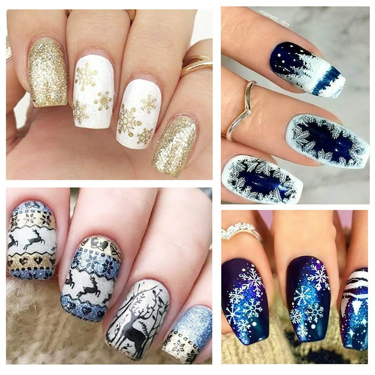 Besufy Nail Stamping Plate 5Pack Round Christmas Nail Art Stamping Plate Stamp Image Manicure Templates
