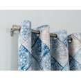 thumbnail image 2 of Sun Zero Reardon Distressed Global Tile Print Grommet Curtain Panel, 54" x 84", Navy Blue, 2 of 4