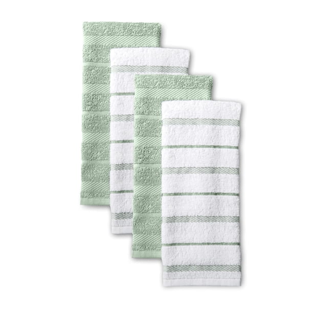Juego de toallas de cocina KitchenAid Albany, paquete de 4, pistacho/blanco