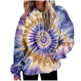 thumbnail image 2 of Blmnix Sweatshirt for Women Tie-Dye Fall Basic Purple Sexy Blouses for Women Long Sleeve Hoodie Hooded Tops, 2 of 7