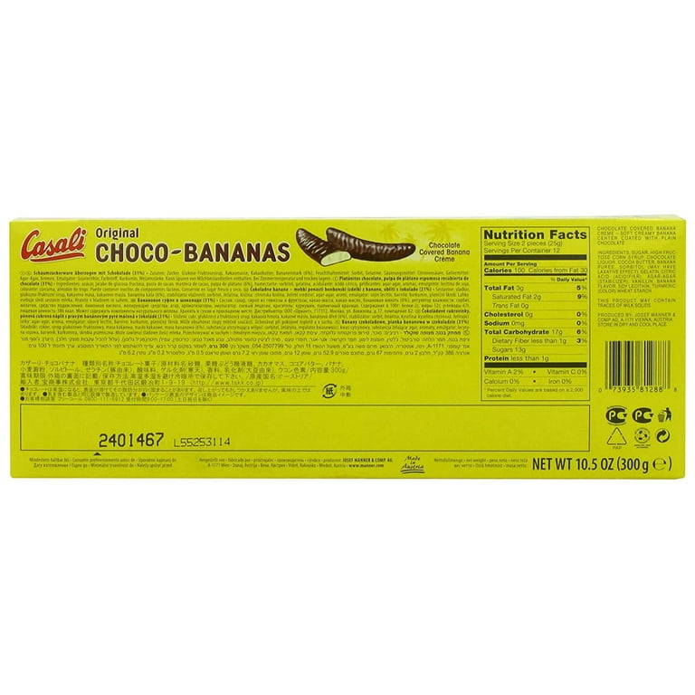 Josef Manner Casali Choco-Bananas, Sweet Dessert, 24 ct Box
