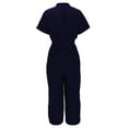 thumbnail image 4 of Lenpel Jumpsuits for Women Short Sleeve V Neck Button Belted Wide Leg Rompers Comfy Casual Overalls with Pockets, 4 of 6