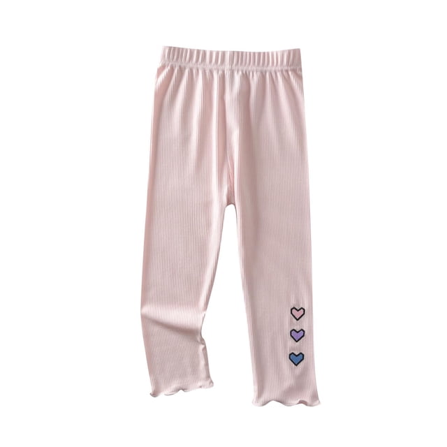 Odeerbi 2-8 Años Niñas Mallas de Algodón Con Estampado Love Mallas Elásticas Pantalones Capris Verano Pantalones Elásticos Transpirables