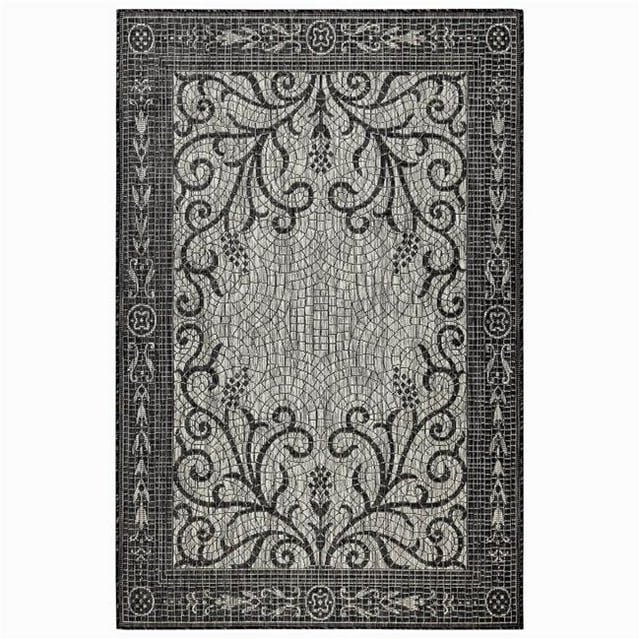 Trans-Ocean Importe CRED8842948 Tapis Rond Tissé Wilton 7 Pi 10 in. Rond Liora Manne Carmel Mosaïque Tapis Intérieur et Extérieur - Noir