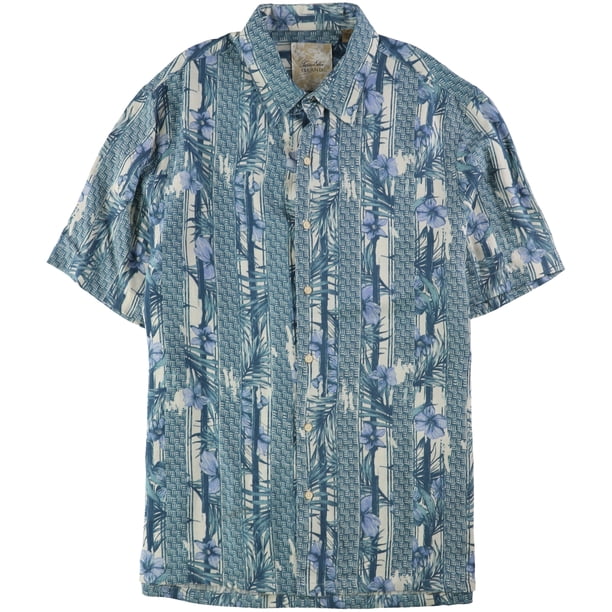 Camisa con Botones Tasso Elba de lino Floral para hombre azul grande