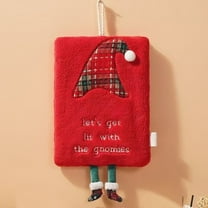 Christmas Hand Towels - Absorbent Red Flock Kitchen Towel with Hanging Loop (Festive Holiday Decor for Home & Cafe)
