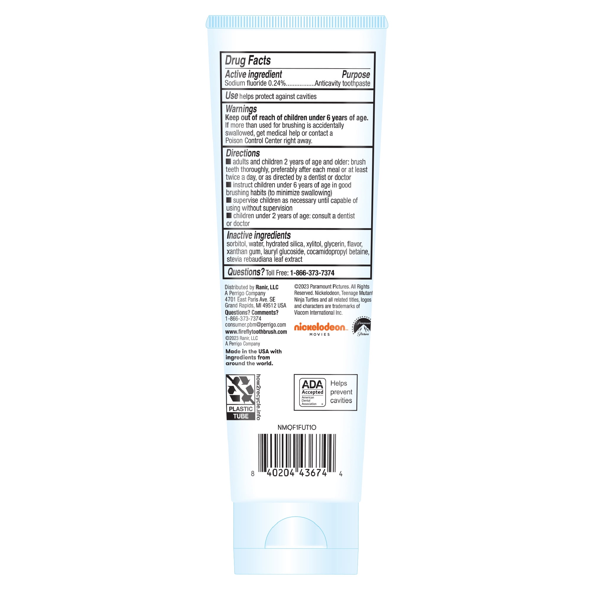 Firefly Kids Anticavity Natural Fluoride Toothpaste, TMNT, Bubble Gum Flavor, ADA Accepted