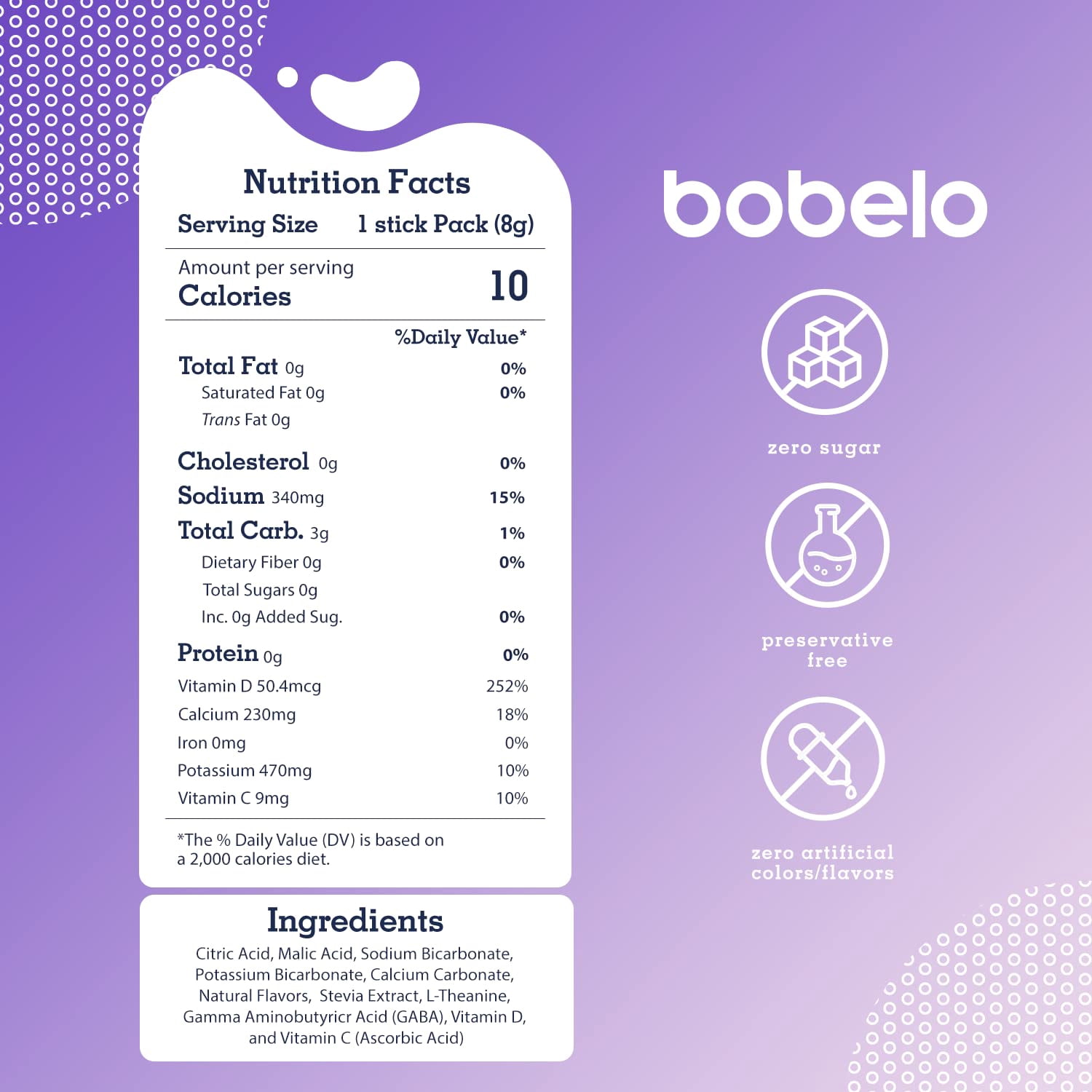 (Pack Of 6) BOBELO Hydration Lavender Lemonade 8 Packets